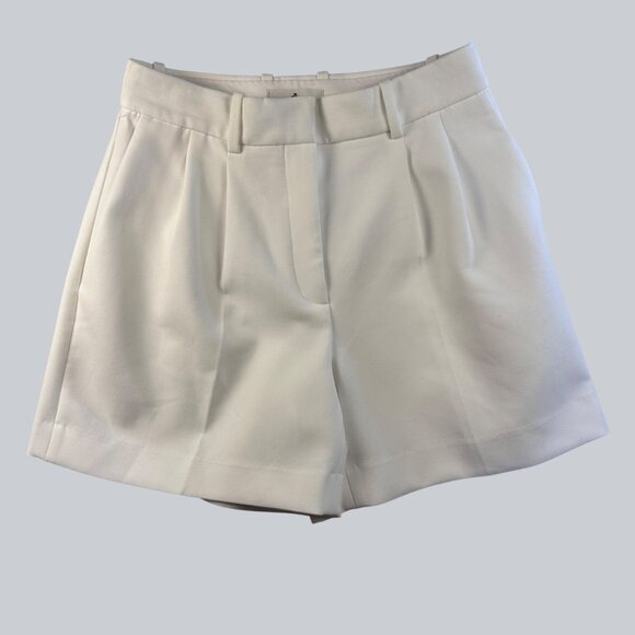 Aritzia Babaton Womens Pleated Short Sz 0 Ivory Tailored High-rise OldMoney - Picture 11 of 13